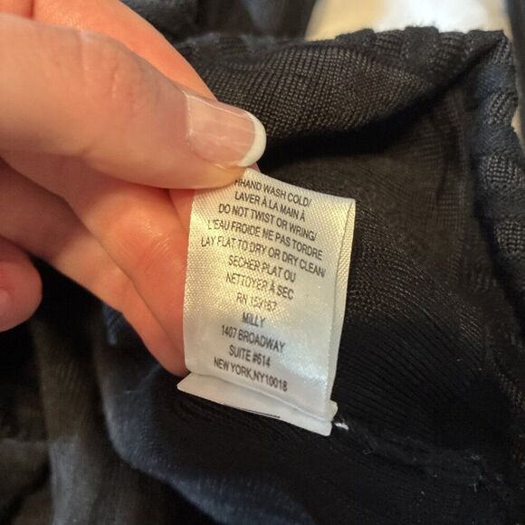 Milly Authentic Solid Black Ribbed Knit Long Sleeve Ruffle Mini Dress Xs Small P - Picture 9 of 9